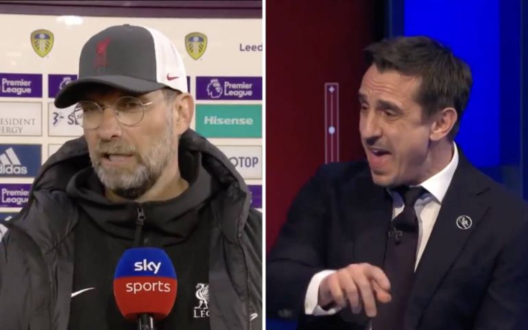 Video: “I don’t know why I’m living in his head” – Gary Neville and Jurgen Klopp go to war on Sky Sports MNF